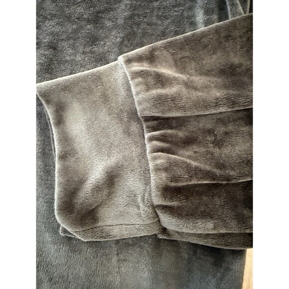 Cozy Black Velour V-Neck Pullover Top Soft Lounge Long Sleeve Relaxed Fit XL - Picture 4 of 8
